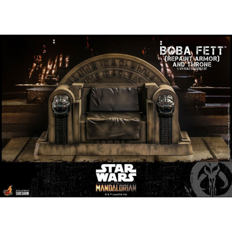 Hot Toys Star Wars The Mandalorian - Boba Fett (Armadura repintada) y Trono 1/6 Obra maestra de la película