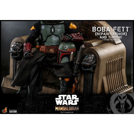 Hot Toys Star Wars The Mandalorian - Boba Fett (Armadura repintada) y Trono 1/6 Obra maestra de la película