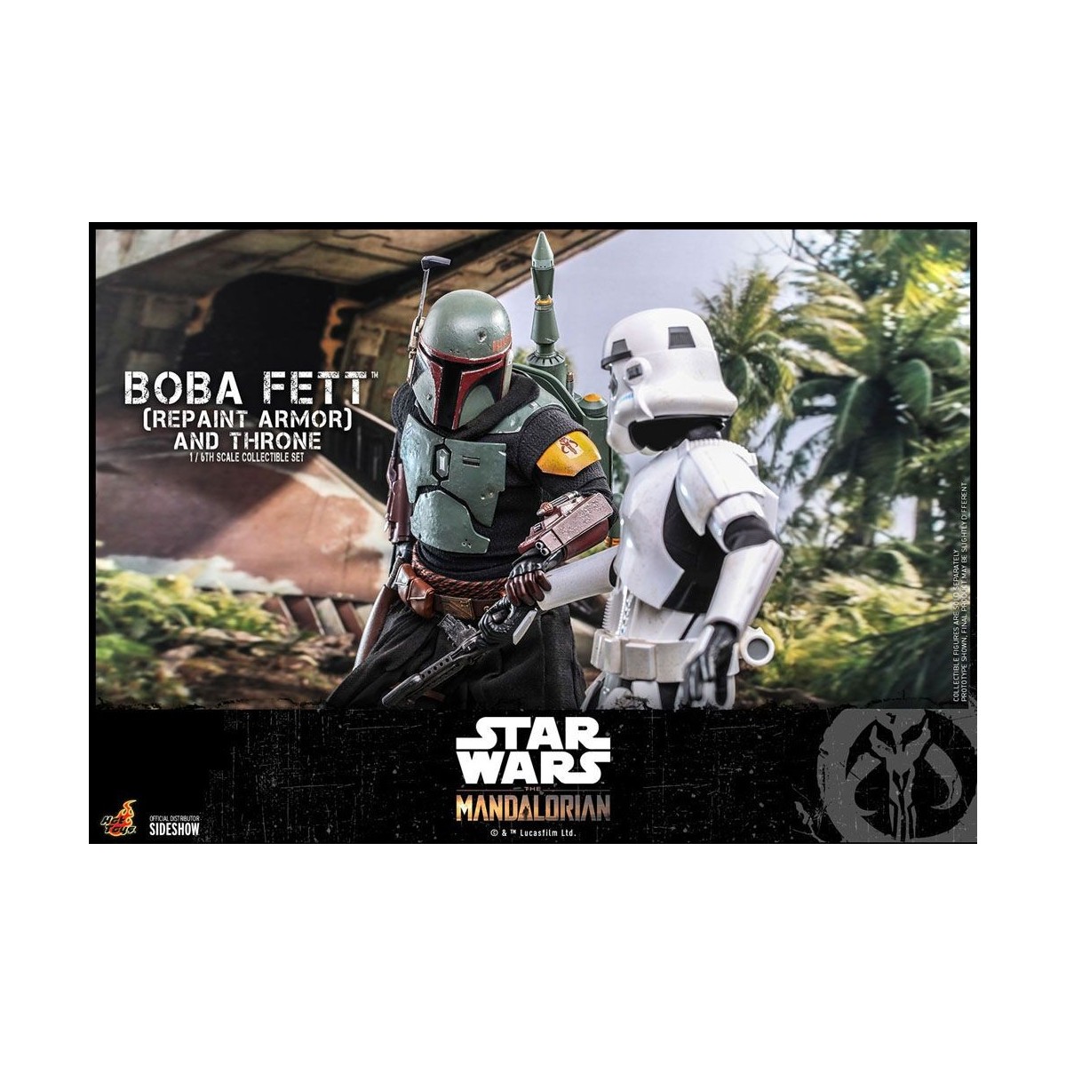 Hot Toys Star Wars The Mandalorian - Boba Fett (Armadura repintada) y Trono 1/6 Obra maestra de la película