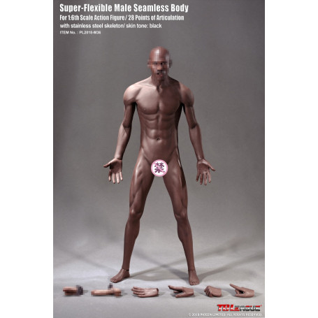 Phicen - TBLeague 1/6th Scale Super-Flexible Male Body Seamless - Black Body Medium Muscle 