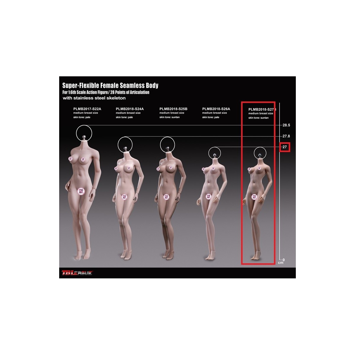 Phicen - TBLeague 1/6 Scale Female Super-Flexible Seamless Body - Cuerpo bronceado pequeño con copas medianas