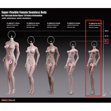 Phicen - TBLeague 1/6 Scale Female Super-Flexible Seamless Body - Cuerpo bronceado pequeño con copas medianas