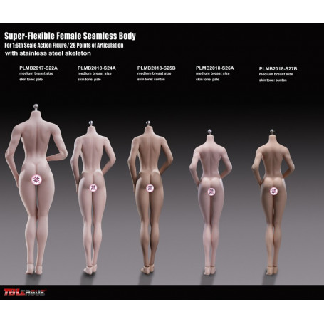 Phicen - TBLeague 1/6 Scale Female Super-Flexible Seamless Body - Cuerpo bronceado pequeño con copas medianas