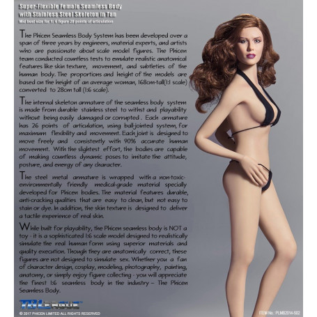 Phicen - TBLeague 1/6 Scale Female Super-Flexible Seamless Body - Black Tanned Bodysuit Small Cups