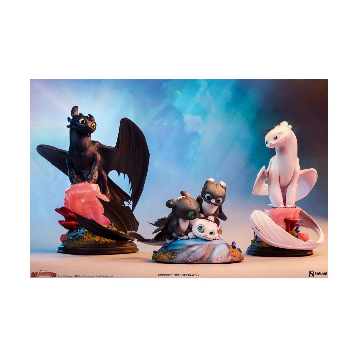 Estatuilla Sideshow Dragons 3 Arrow, Pirouette y Vifagile - El Mundo Oculto