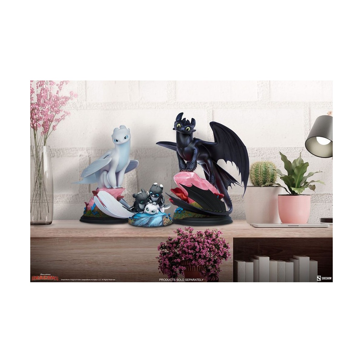 Estatuilla Sideshow Dragons 3 Arrow, Pirouette y Vifagile - El Mundo Oculto