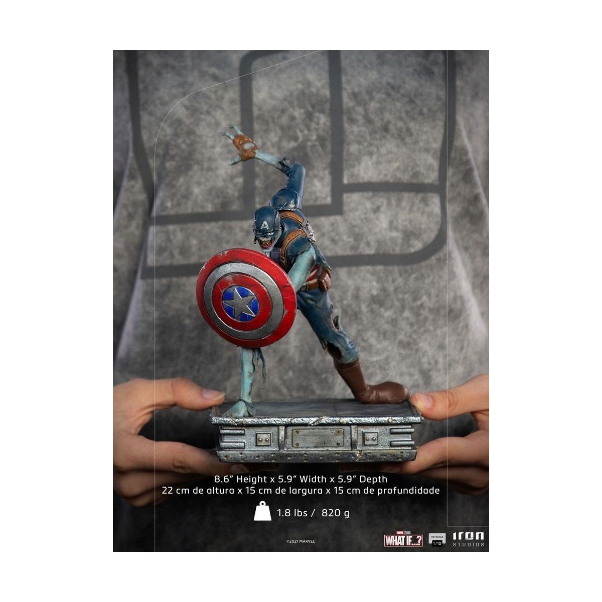 Iron Studios Marvel - ¿Y si...? Estatuilla del Capitán América Zombie a escala artística 1/10
