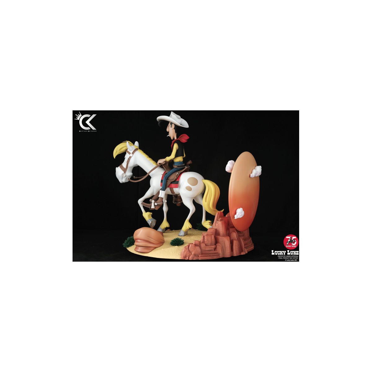 Cartoon Kingdom - Lucky Luke - Estatua de resina de Lucky Luke y Jolly Jumper 1/6
