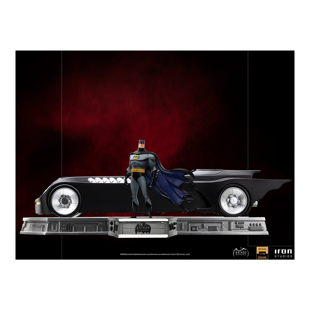 Iron Studios - Batman y Batmóvil Deluxe - Batman The Animated Serie 1/10 DX Art Scale