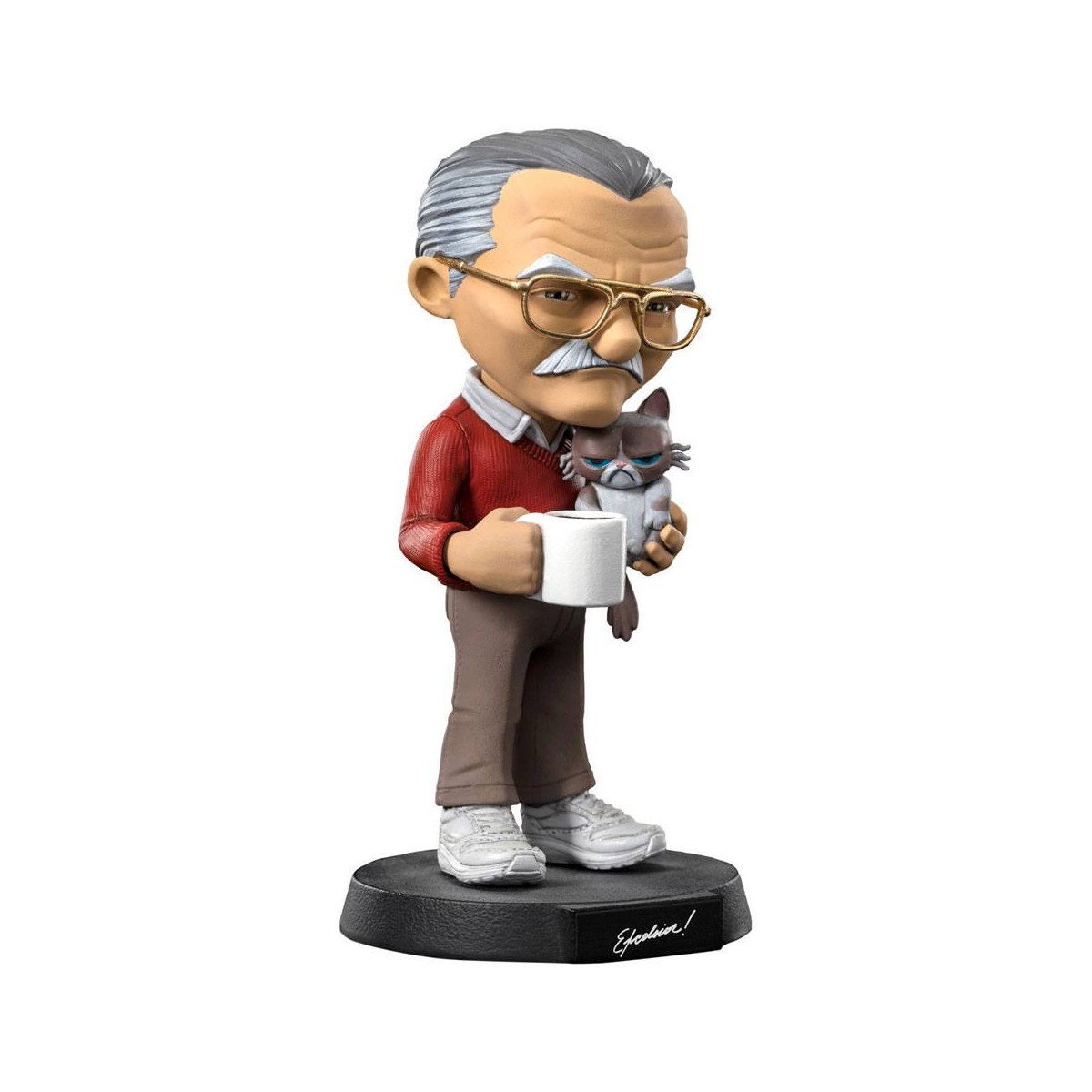 Iron Studios - Figura de acción de Stan Lee con el gato Gruñón - Mini Co.
