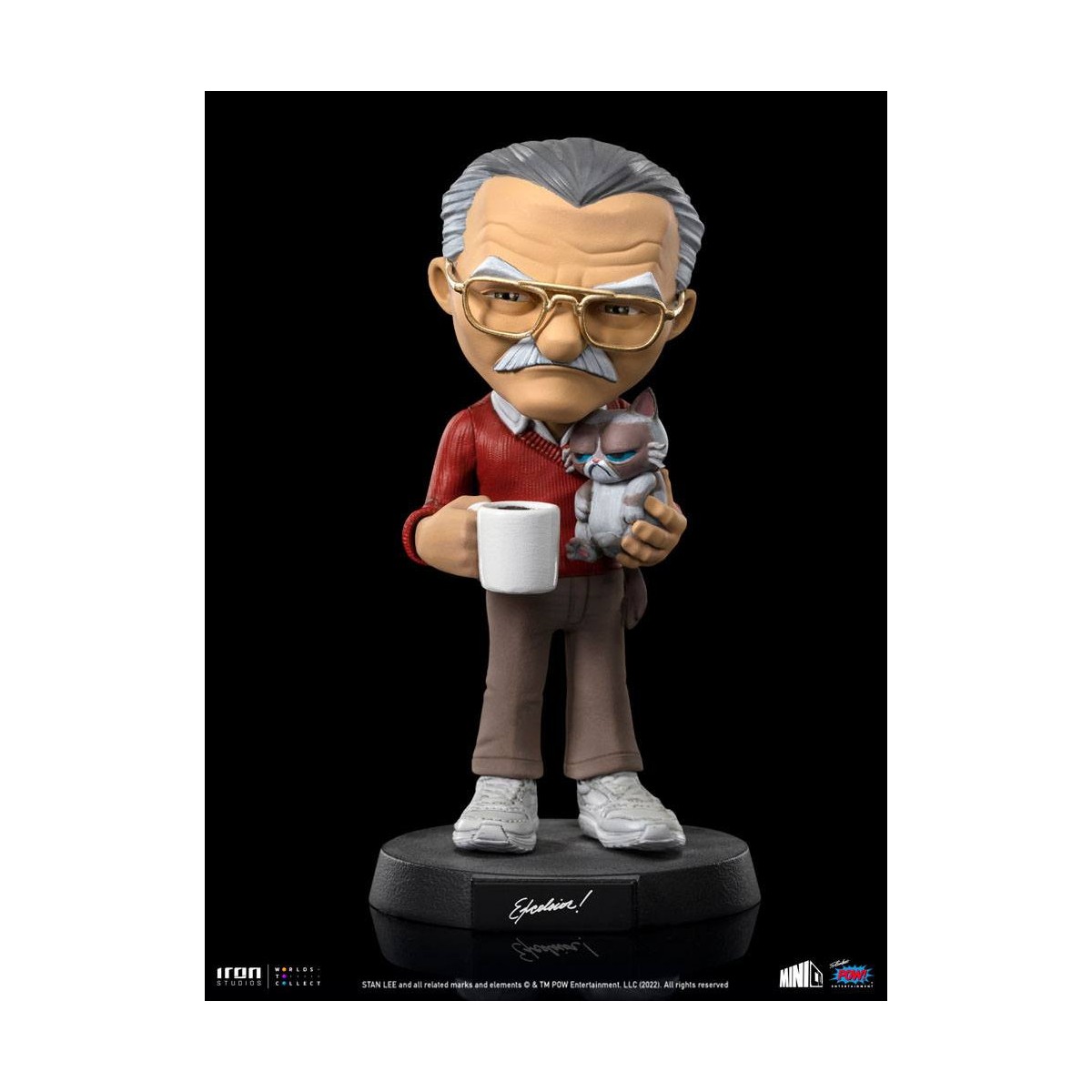 Iron Studios - Figura de acción de Stan Lee con el gato Gruñón - Mini Co.