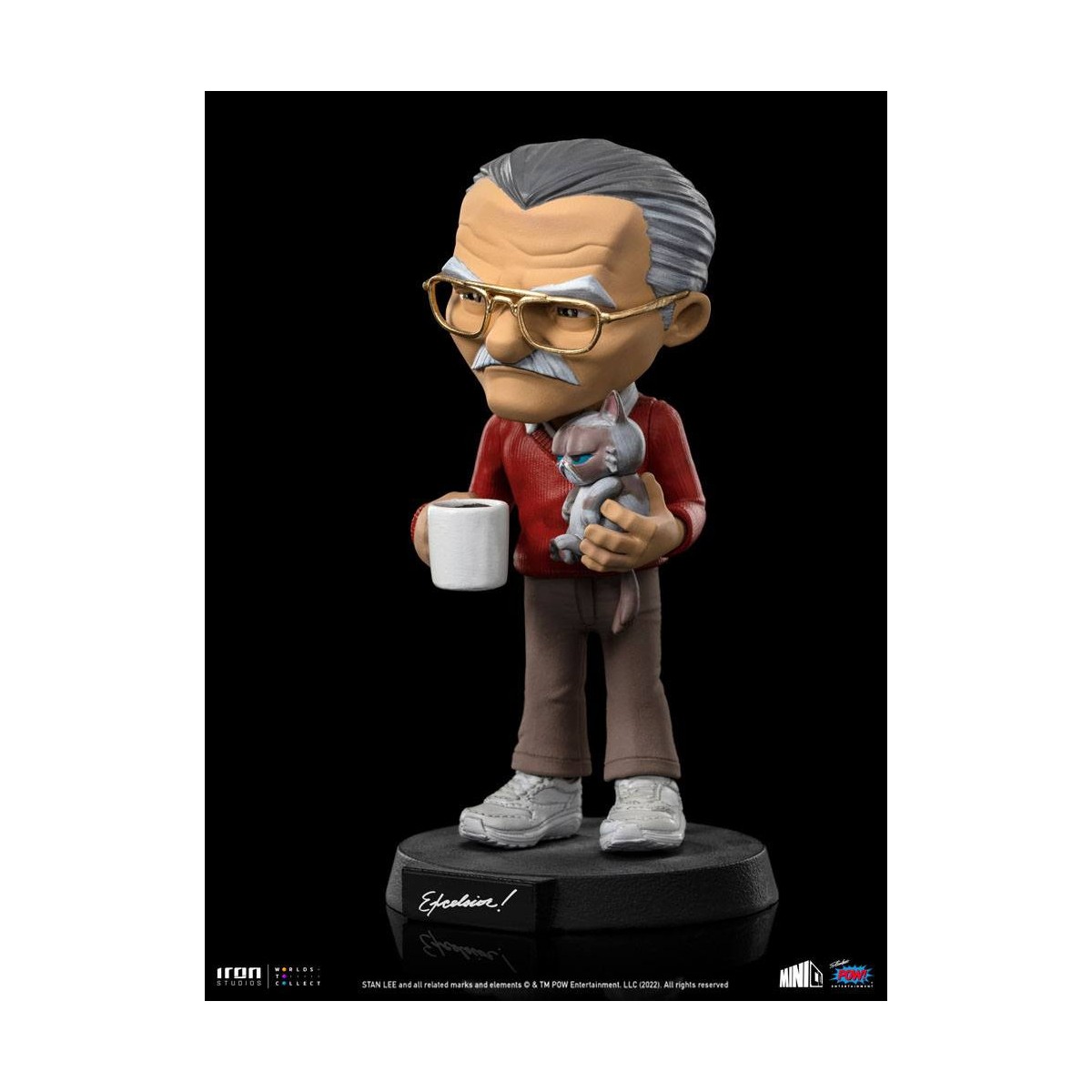 Iron Studios - Figura de acción de Stan Lee con el gato Gruñón - Mini Co.