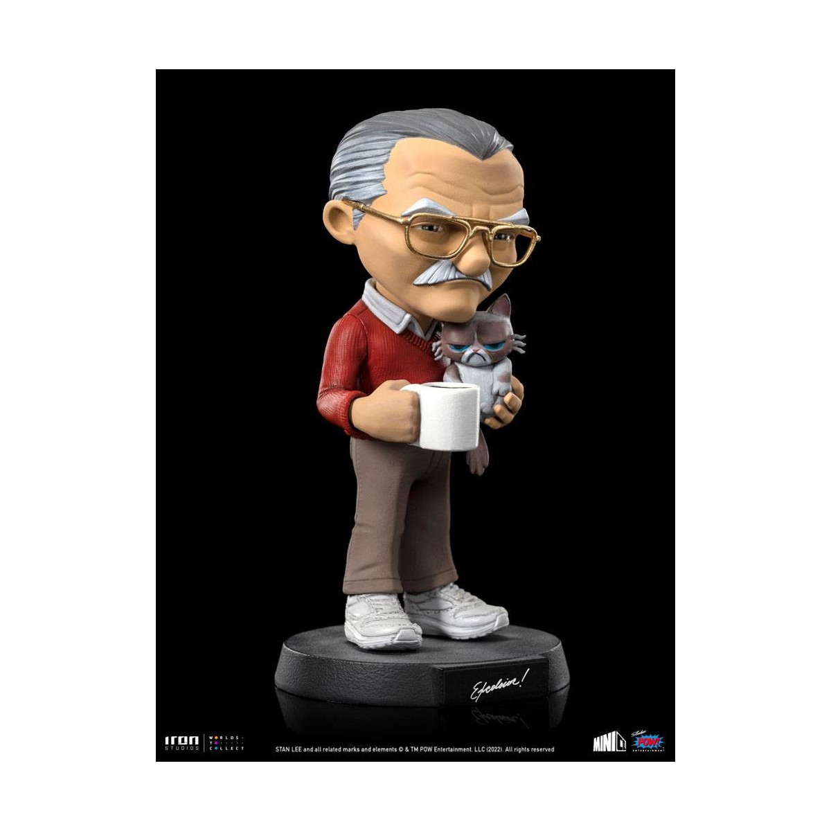 Iron Studios - Figura de acción de Stan Lee con el gato Gruñón - Mini Co.