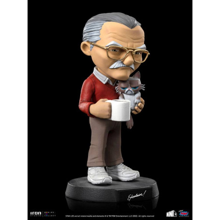 Iron Studios - Figura de acción de Stan Lee con el gato Gruñón - Mini Co.