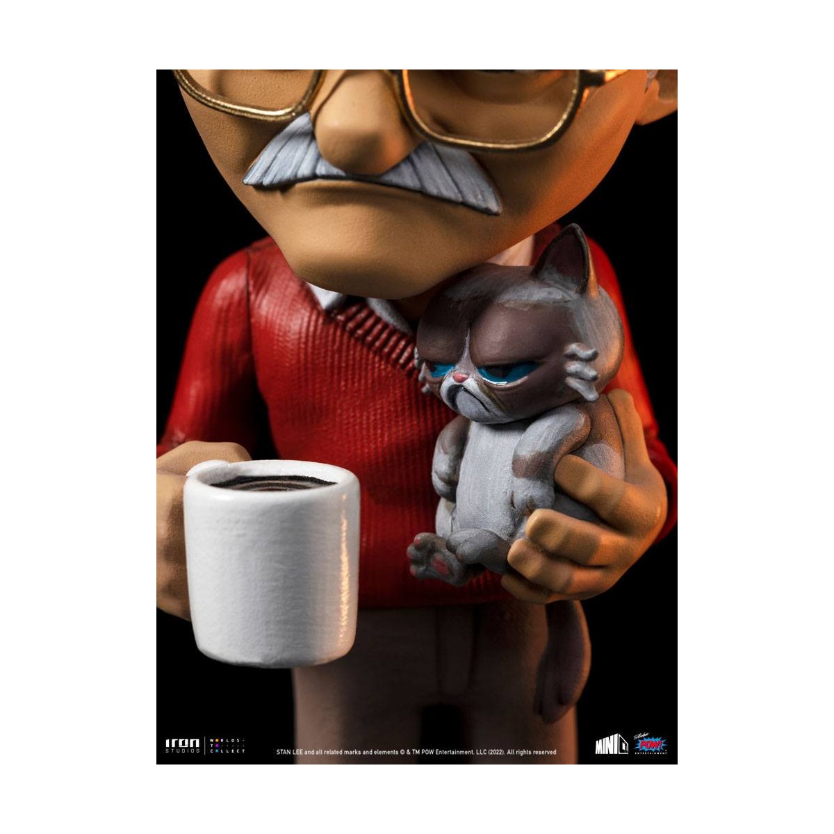 Iron Studios - Figura de acción de Stan Lee con el gato Gruñón - Mini Co.