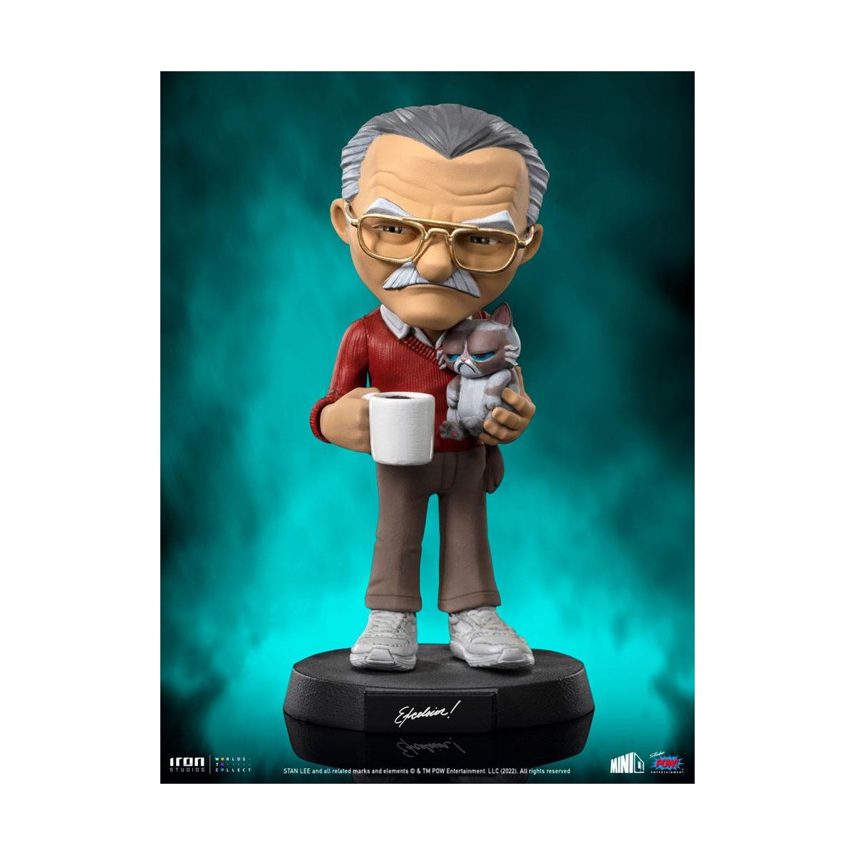Iron Studios - Figura de acción de Stan Lee con el gato Gruñón - Mini Co.