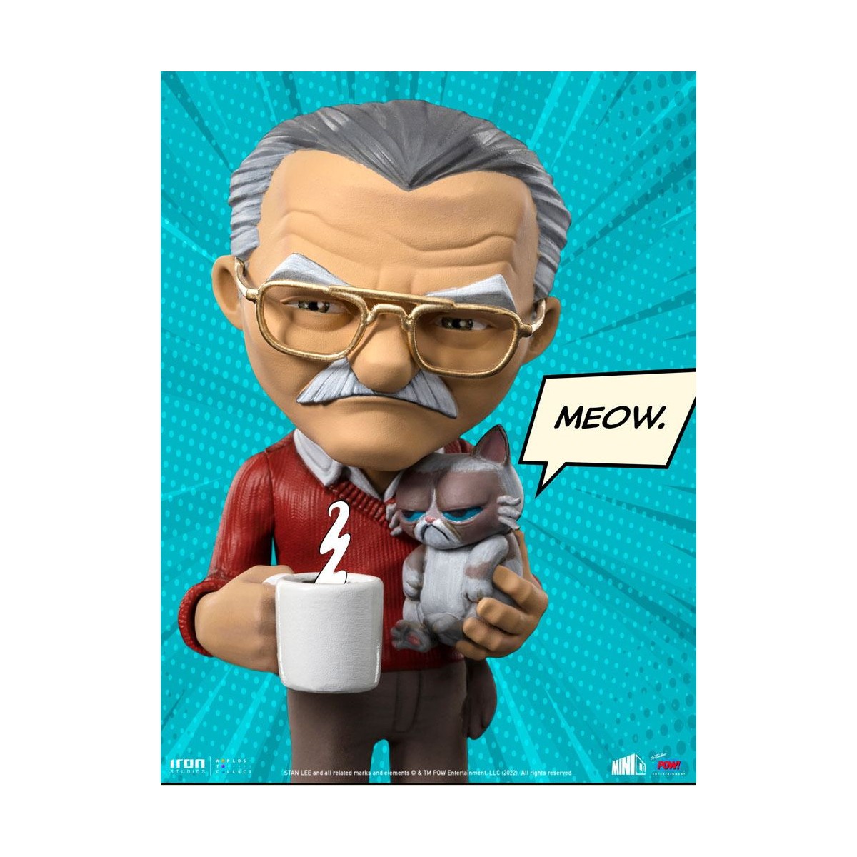 Iron Studios - Figura de acción de Stan Lee con el gato Gruñón - Mini Co.