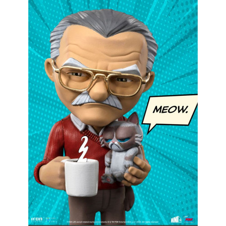Iron Studios - Figura de acción de Stan Lee con el gato Gruñón - Mini Co.
