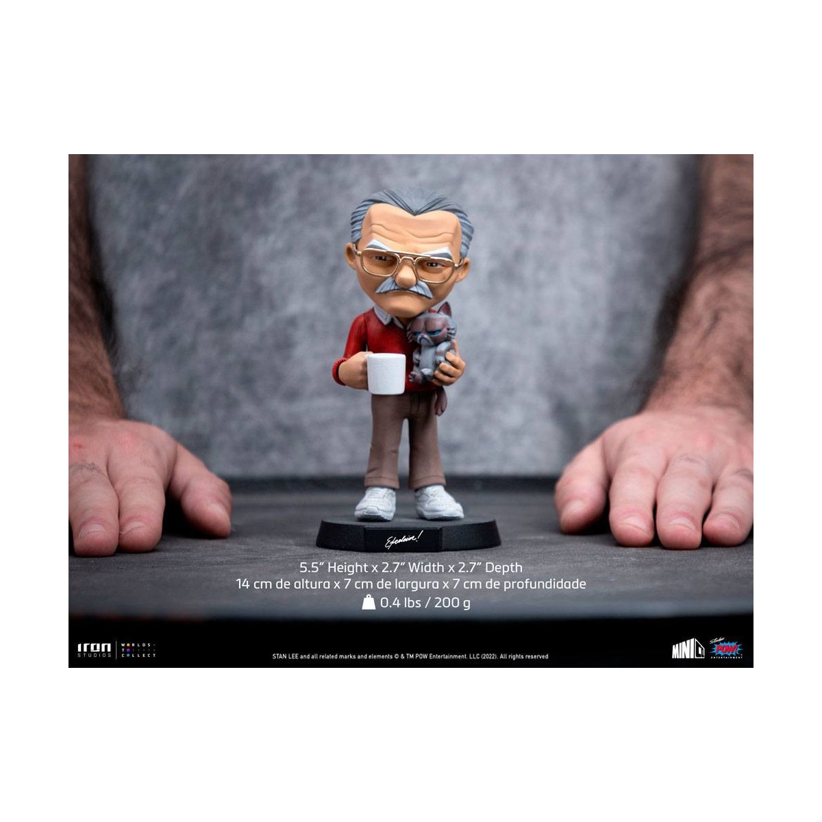 Iron Studios - Figura de acción de Stan Lee con el gato Gruñón - Mini Co.