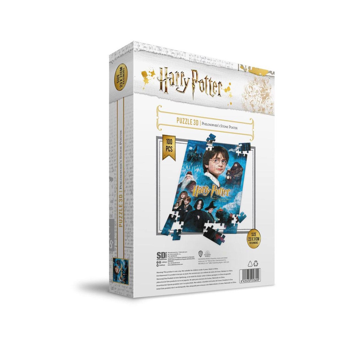 SD Toys - Puzzle HARRY POTTER efecto 3D - Póster de la Piedra Filosofal - 100 piezas