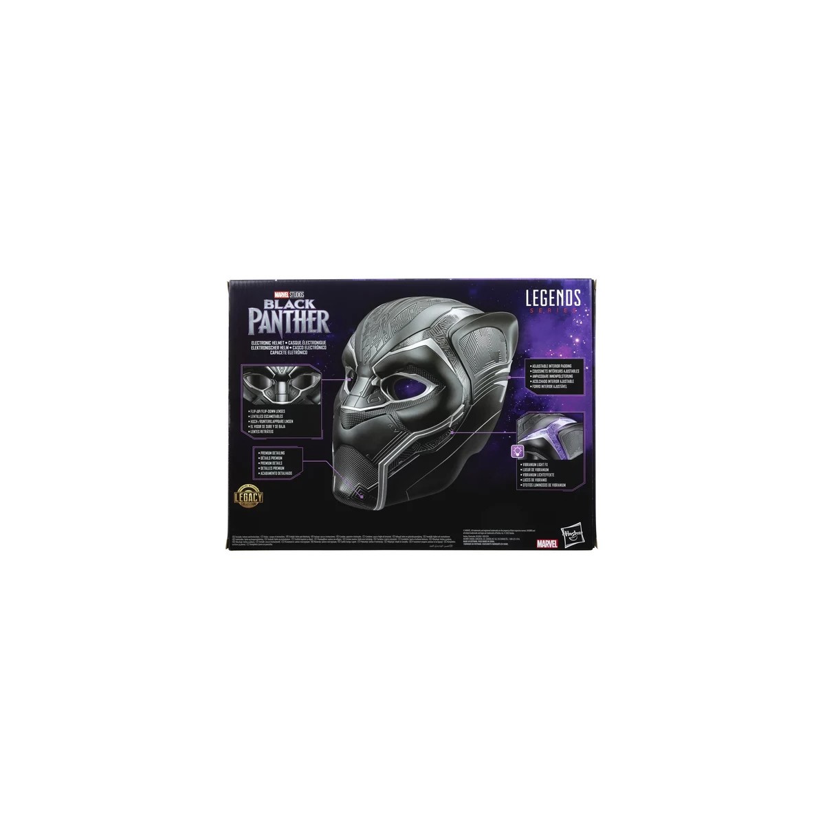 Hasbro - Réplica de Casco de Pantera Negra 1/1 - Casco Electrónico Marvel Legends