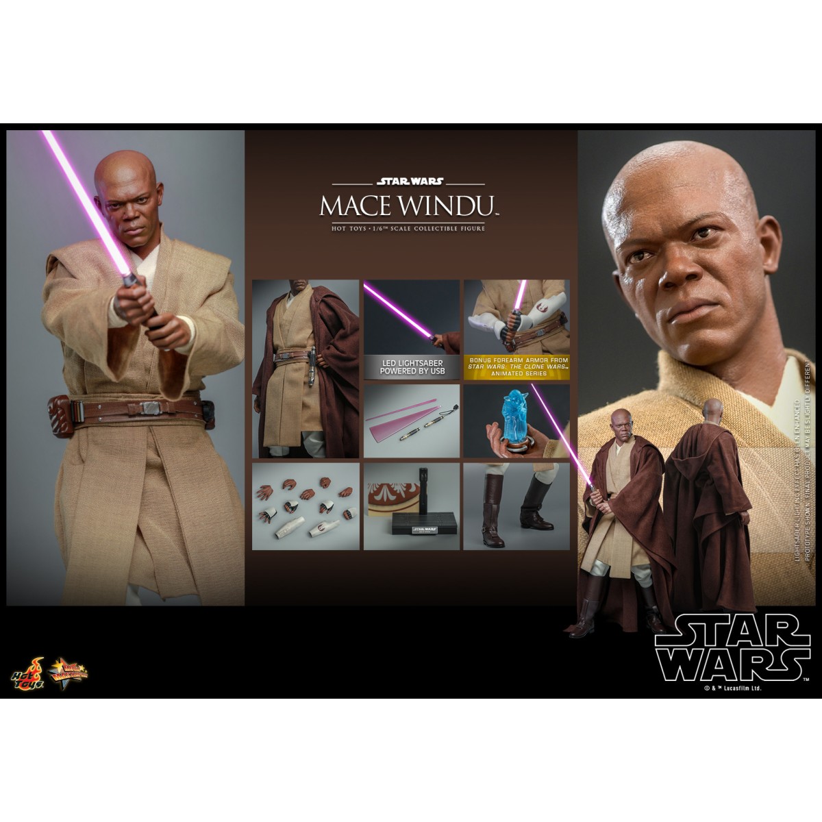 Hot toys - Star Wars El Ataque de los Clones - Mace Windu 1/6