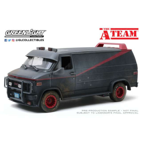 GreenLight - El Equipo A - L'Agence Tous Risques - 1983 GMC Vendura Van Versión envejecida con agujeros de bala - 1/18