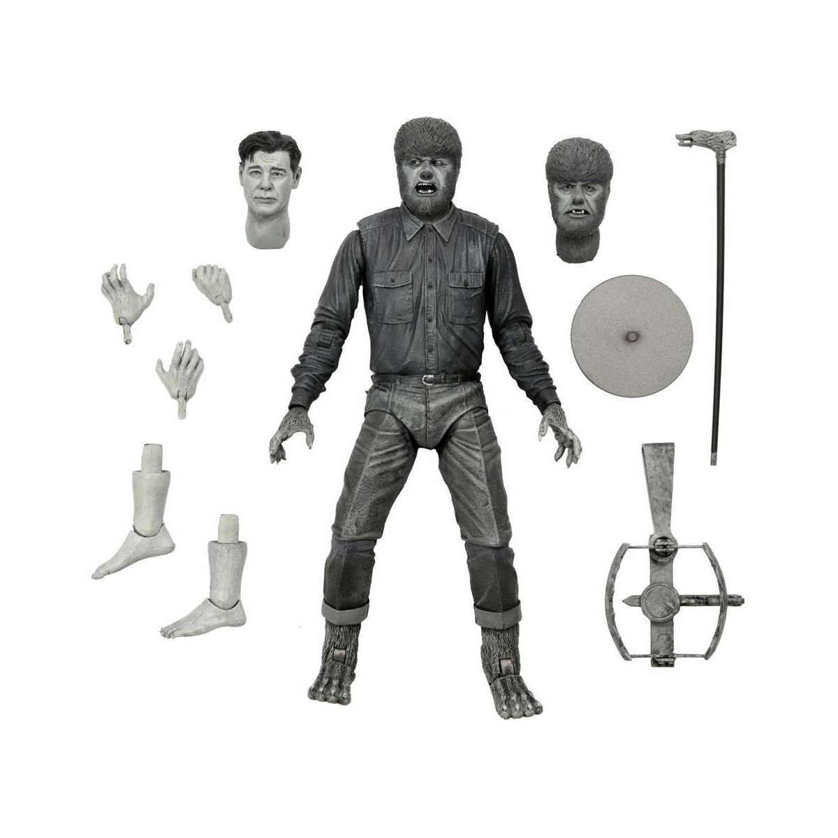 NECA - Ultimate The Wolf Man Versión en Blanco y Negro - Universal Monsters