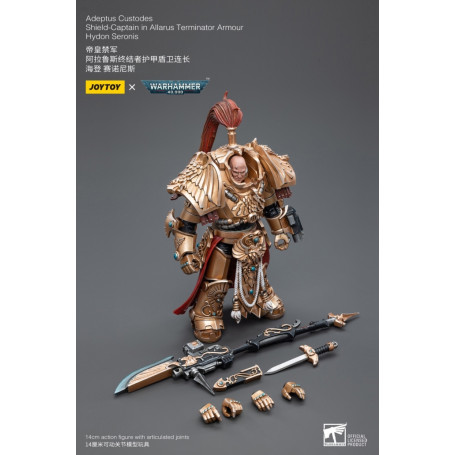 JoyToy Marines Espaciales - Adeptus Custodes Escudo-Capitán en Allarus Terminator Armadura Hydon Seronis 1/18 - Warhammer 40K