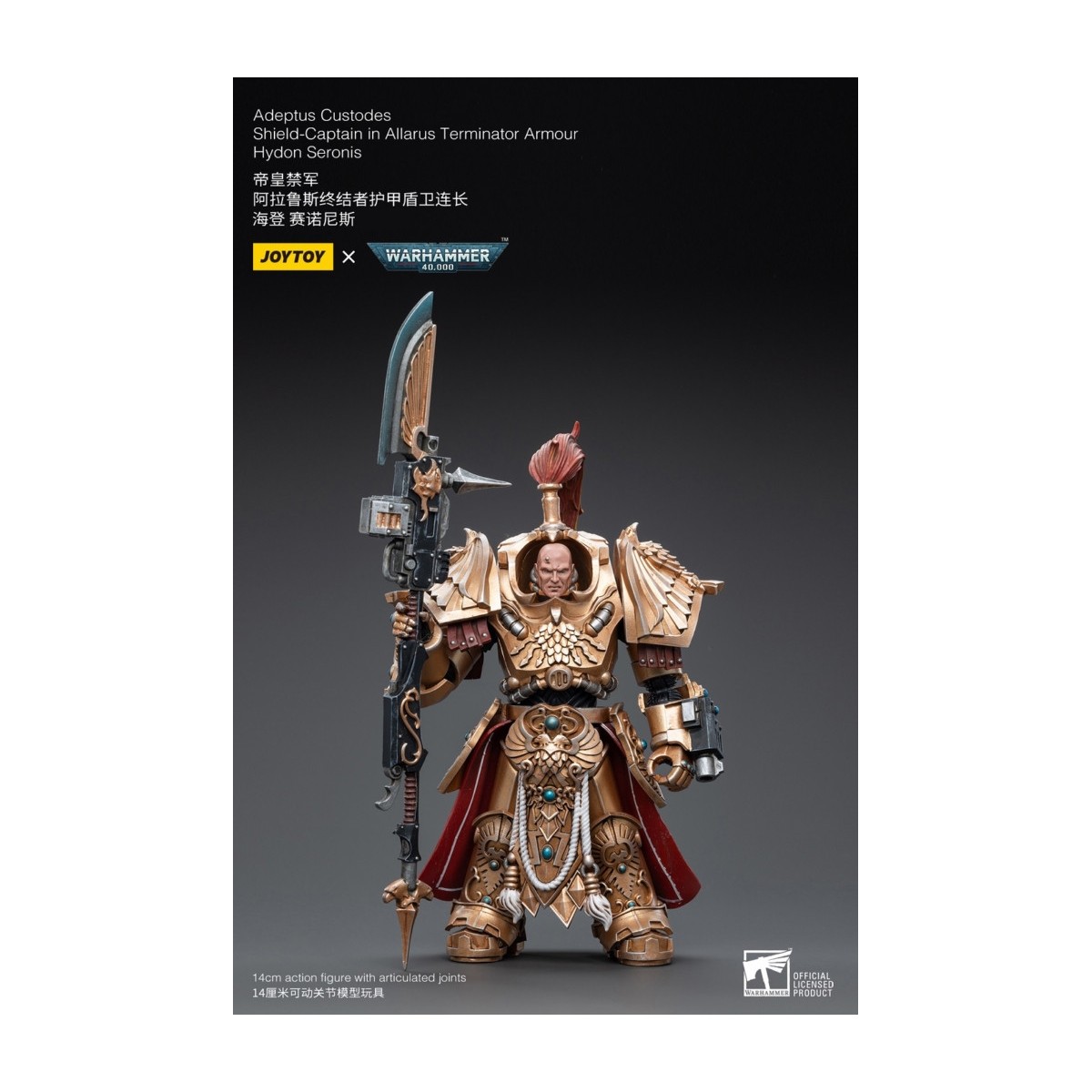 JoyToy Marines Espaciales - Adeptus Custodes Escudo-Capitán en Allarus Terminator Armadura Hydon Seronis 1/18 - Warhammer 40K