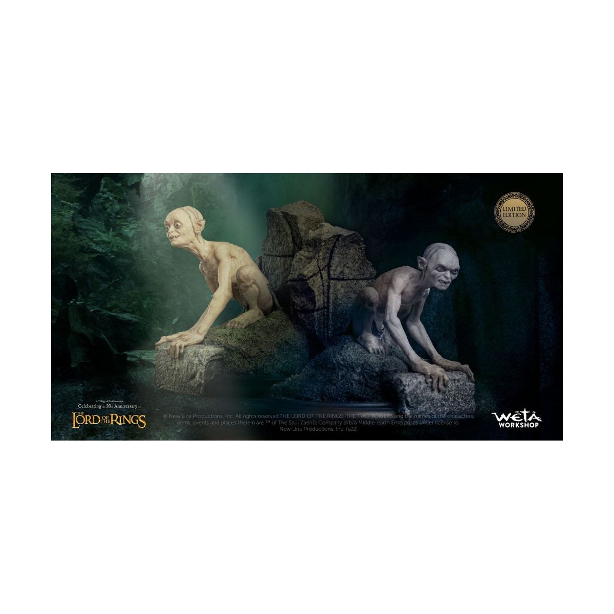 Weta - El Señor de los Anillos estatuilla Gollum y Sméagol en Ithilien - LOTR
