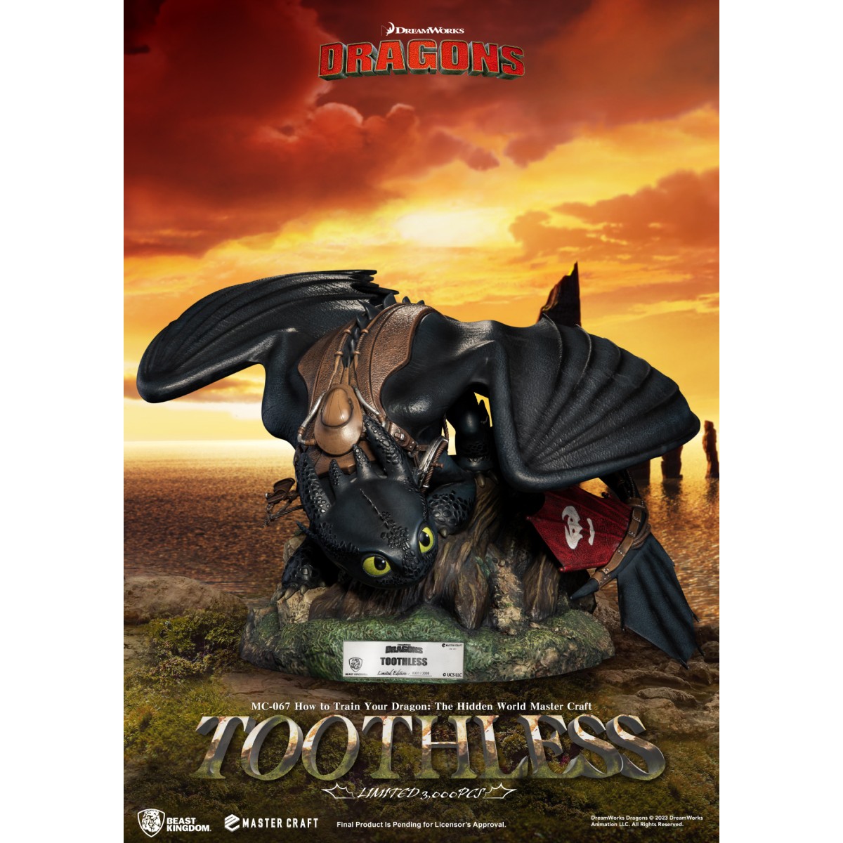 Beast Kingdom - Cómo entrenar a tu dragón: El mundo oculto Master Craft Toothless - Dragones desdentados 3: El mundo oculto.