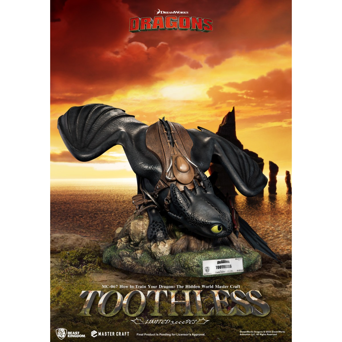 Beast Kingdom - Cómo entrenar a tu dragón: El mundo oculto Master Craft Toothless - Dragones desdentados 3: El mundo oculto.