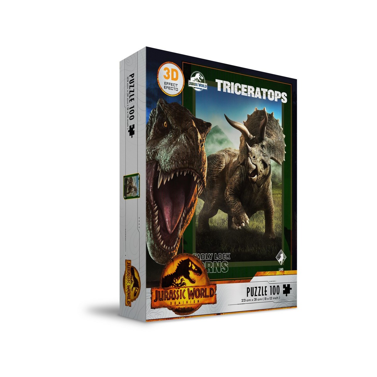 SD Toys - Puzzle Jurassic World efecto 3D - Triceratops 100 piezas