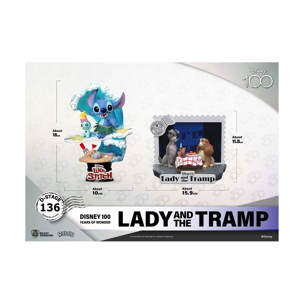 Beast Kingdom Disney - D-Stage PVC Diorama La Bella y el Vagabundo - Disney 100 Años de Maravilla