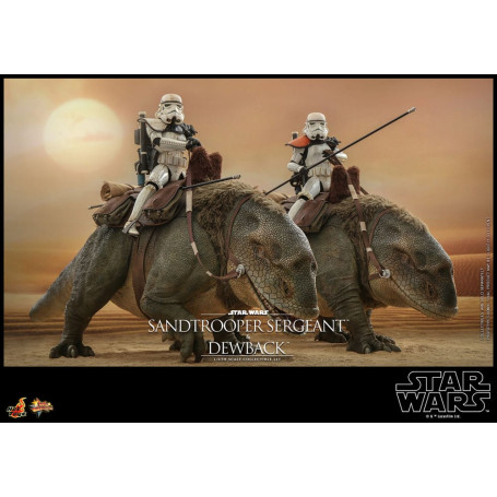 Hot Toys Star Wars - Pack 2 figuras 1/6 Sandtrooper Sargento y Dewback - Episodio IV