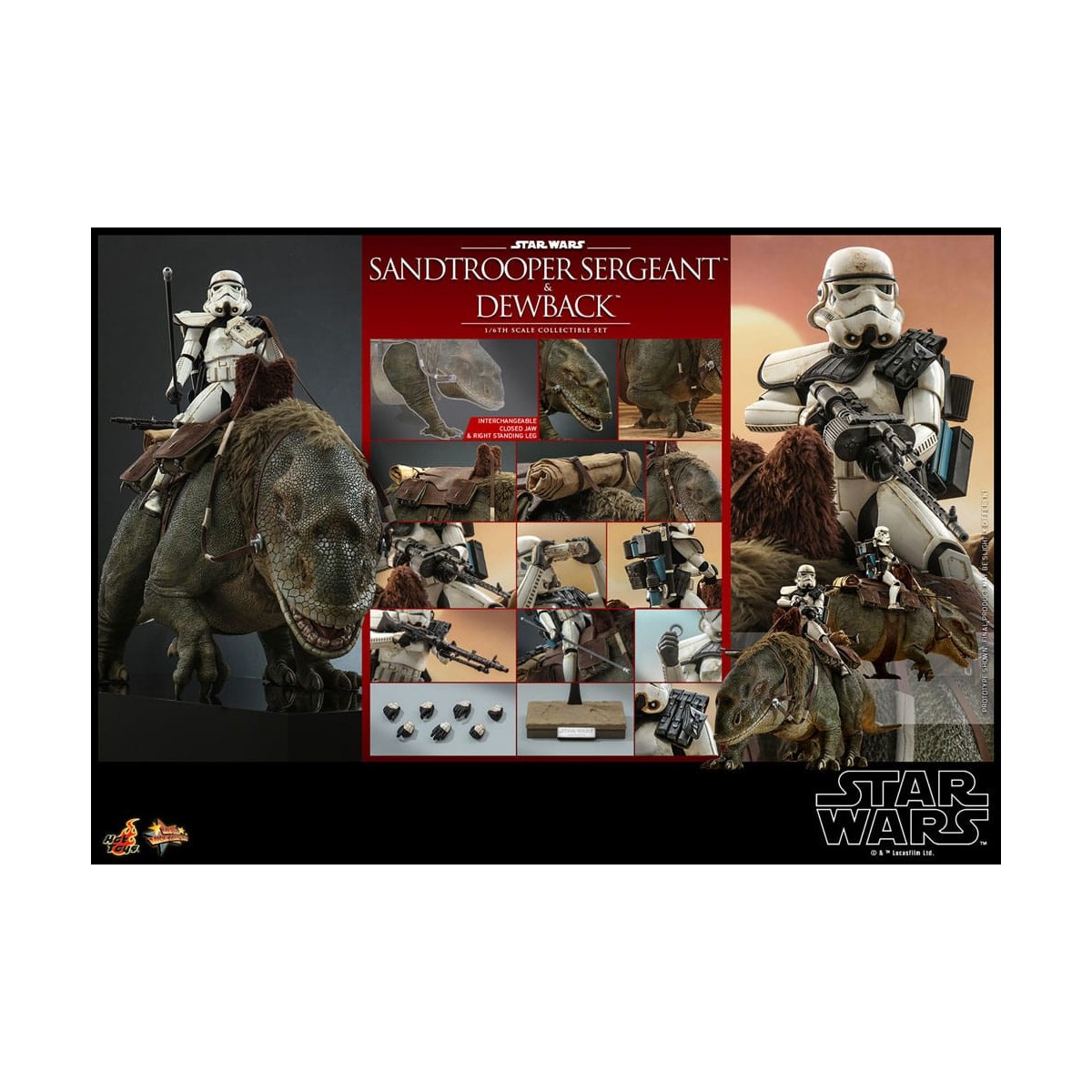 Hot Toys Star Wars - Pack 2 figuras 1/6 Sandtrooper Sargento y Dewback - Episodio IV