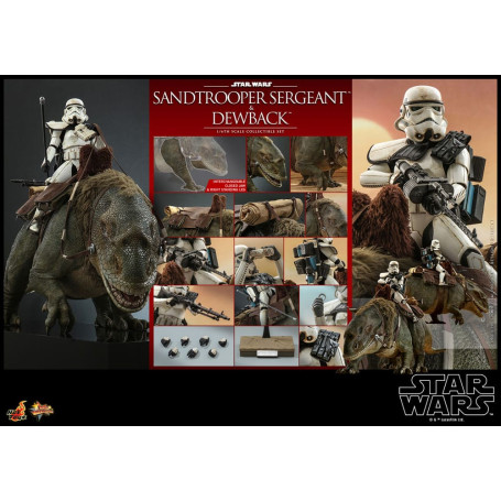 Hot Toys Star Wars - Pack 2 figuras 1/6 Sandtrooper Sargento y Dewback - Episodio IV